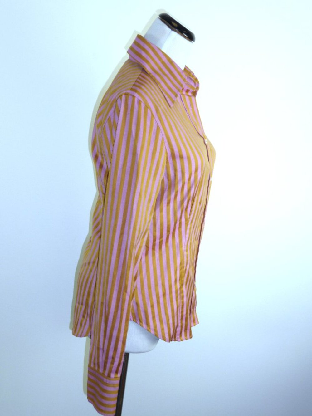 ETRO MILANO ITALY GOLD PINK STRIPE Shirt i42 M - Picture 3 of 6